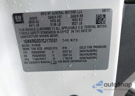 2013 Chevrolet Traverse 1Lt from USA, damaged, VIN 1GNKRGKD8DJ173702